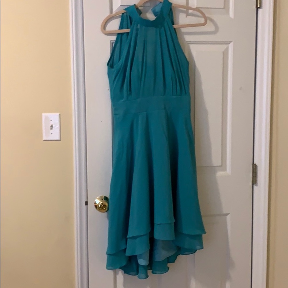 teal blue prom dress